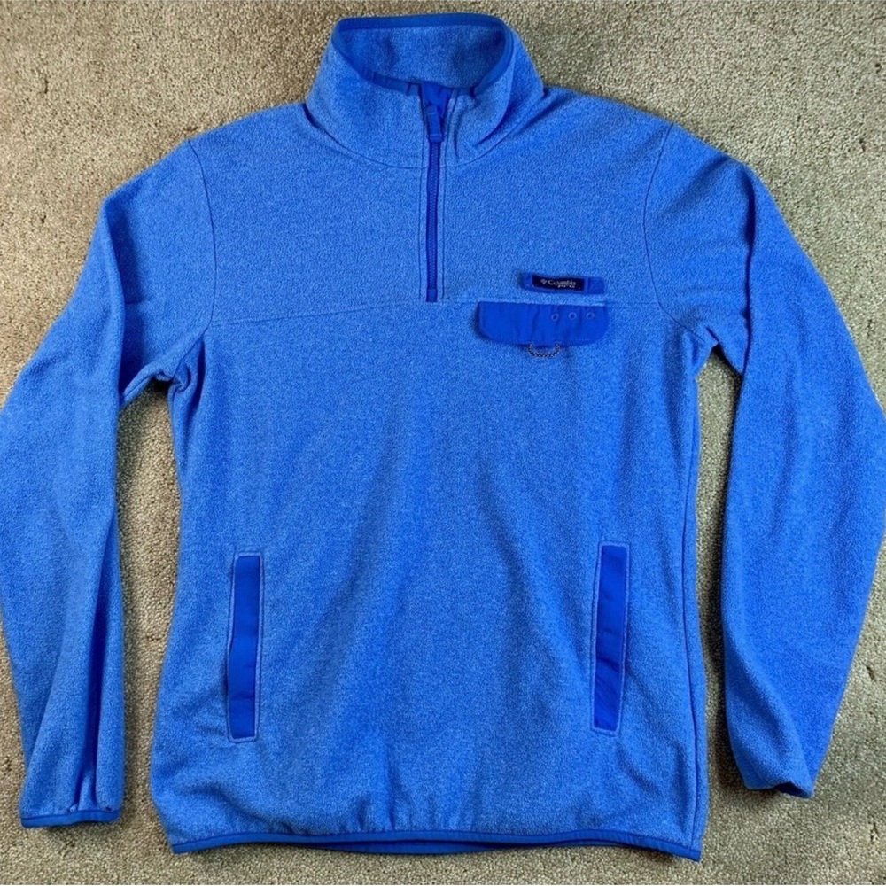 Columbia PFG Fleece Blue Quarter-Zip Pullover